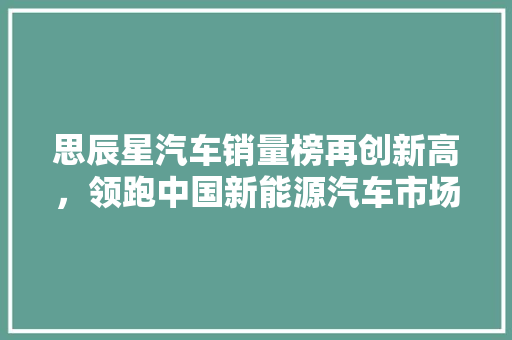 思辰星汽车销量榜再创新高，领跑中国新能源汽车市场