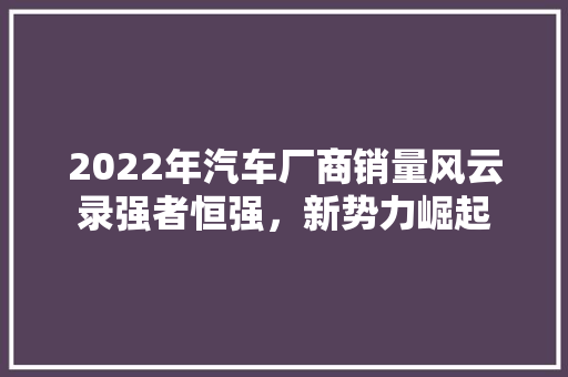 2022年汽车厂商销量风云录强者恒强，新势力崛起