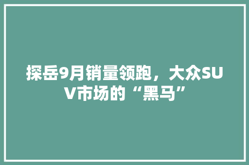 探岳9月销量领跑，大众SUV市场的“黑马”