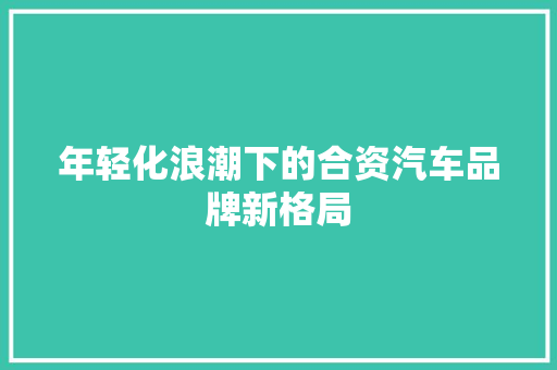 年轻化浪潮下的合资汽车品牌新格局