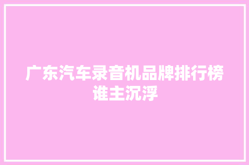 广东汽车录音机品牌排行榜谁主沉浮