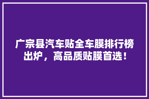 广宗县汽车贴全车膜排行榜出炉，高品质贴膜首选！