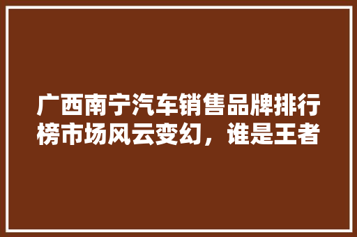 广西南宁汽车销售品牌排行榜市场风云变幻，谁是王者  第1张