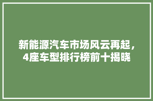 新能源汽车市场风云再起，4座车型排行榜前十揭晓