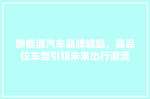 新能源汽车品牌崛起，高品位车型引领未来出行潮流