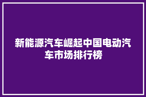 新能源汽车崛起中国电动汽车市场排行榜