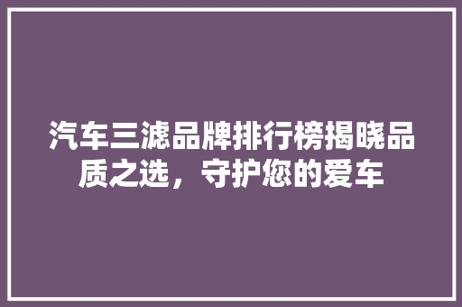 汽车三滤品牌排行榜揭晓品质之选，守护您的爱车  第1张