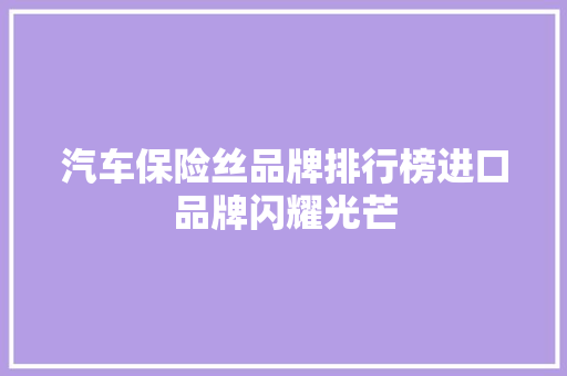 汽车保险丝品牌排行榜进口品牌闪耀光芒