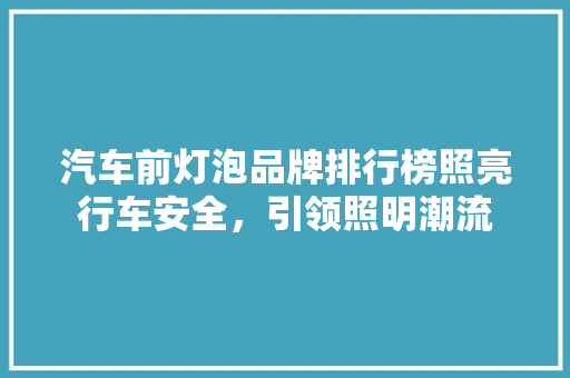 汽车前灯泡品牌排行榜照亮行车安全，引领照明潮流