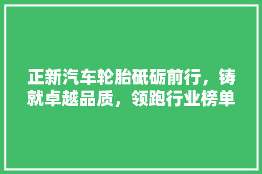 正新汽车轮胎砥砺前行，铸就卓越品质，领跑行业榜单