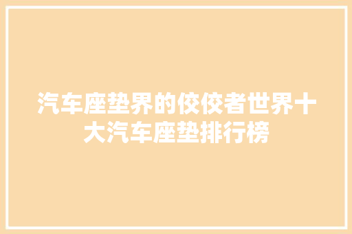 汽车座垫界的佼佼者世界十大汽车座垫排行榜