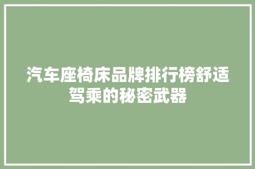 汽车座椅床品牌排行榜舒适驾乘的秘密武器