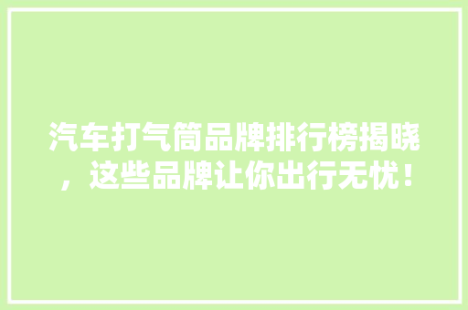 汽车打气筒品牌排行榜揭晓，这些品牌让你出行无忧！