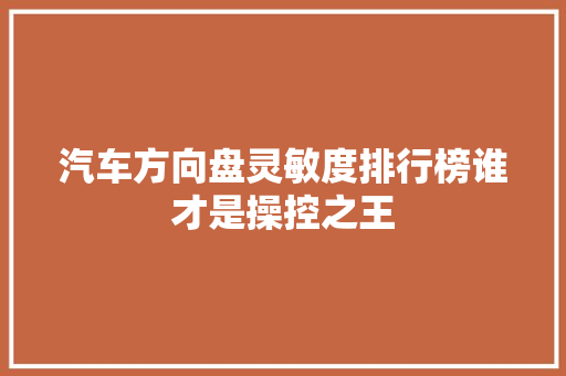 汽车方向盘灵敏度排行榜谁才是操控之王