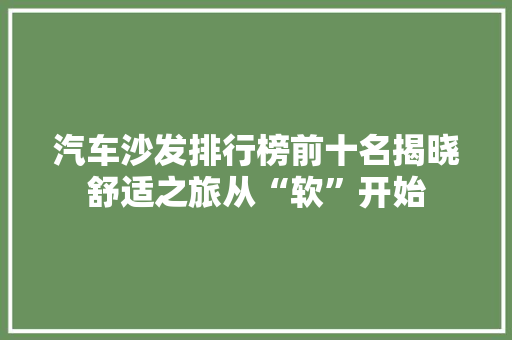 汽车沙发排行榜前十名揭晓舒适之旅从“软”开始