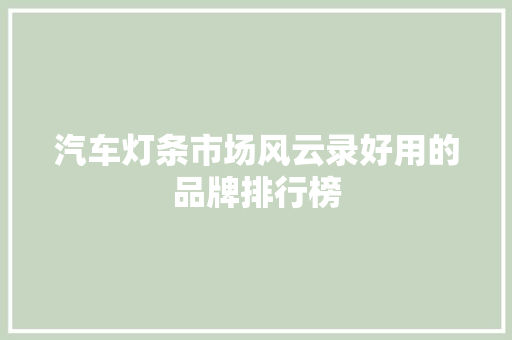 汽车灯条市场风云录好用的品牌排行榜