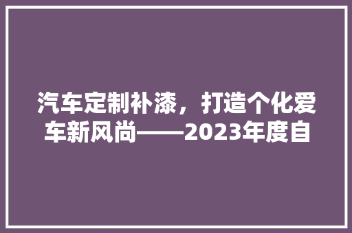 汽车定制补漆，打造个化爱车新风尚——2023年度自动挡汽车定制补漆排行榜