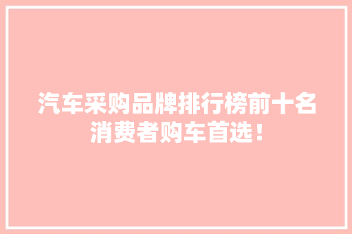 汽车采购品牌排行榜前十名消费者购车首选！