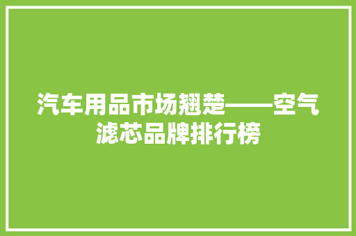 汽车用品市场翘楚——空气滤芯品牌排行榜