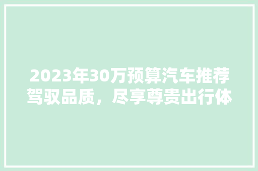 2023年30万预算汽车推荐驾驭品质，尽享尊贵出行体验