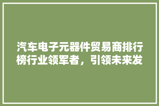 汽车电子元器件贸易商排行榜行业领军者，引领未来发展