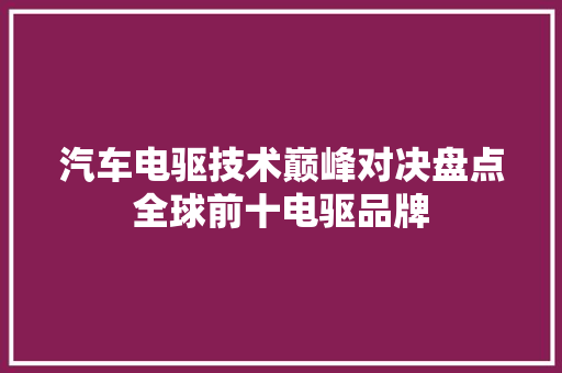 汽车电驱技术巅峰对决盘点全球前十电驱品牌