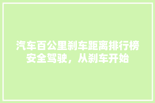 汽车百公里刹车距离排行榜安全驾驶，从刹车开始