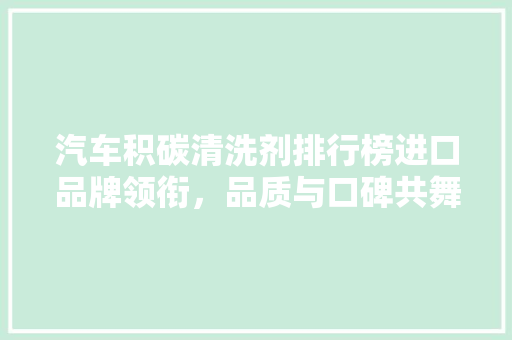 汽车积碳清洗剂排行榜进口品牌领衔，品质与口碑共舞