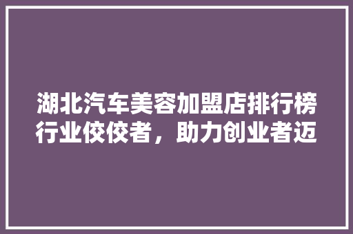 湖北汽车美容加盟店排行榜行业佼佼者，助力创业者迈向成功之路