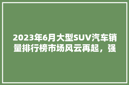 2023年6月大型SUV汽车销量排行榜市场风云再起，强者恒强