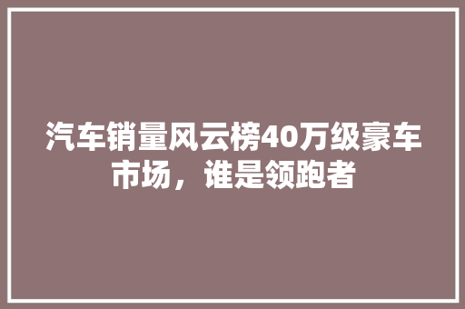 汽车销量风云榜40万级豪车市场，谁是领跑者  第1张