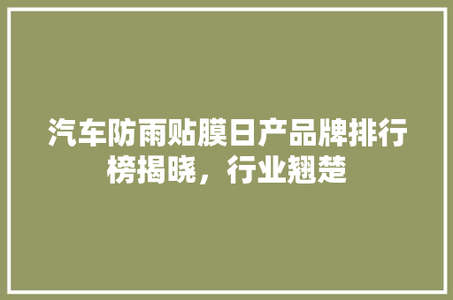 汽车防雨贴膜日产品牌排行榜揭晓，行业翘楚