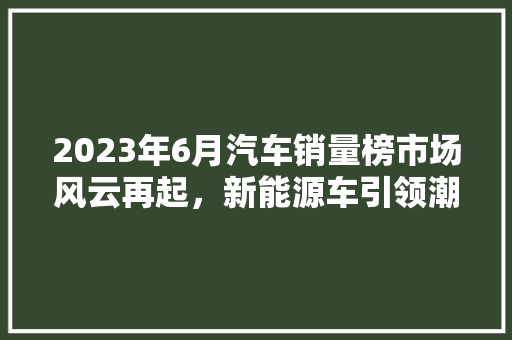 2023年6月汽车销量榜市场风云再起，新能源车引领潮流