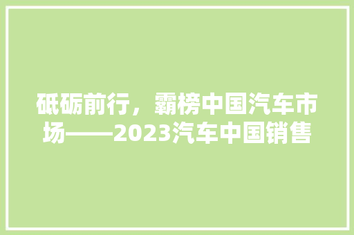 砥砺前行，霸榜中国汽车市场——2023汽车中国销售额排行榜第一的辉煌成就