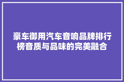 豪车御用汽车音响品牌排行榜音质与品味的完美融合