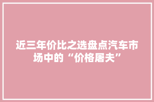 近三年价比之选盘点汽车市场中的“价格屠夫”