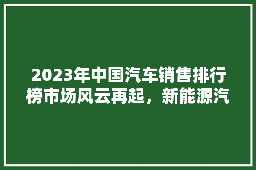2023年中国汽车销售排行榜市场风云再起，新能源汽车引领潮流