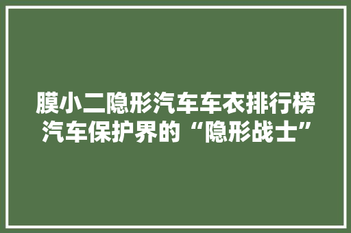 膜小二隐形汽车车衣排行榜汽车保护界的“隐形战士”