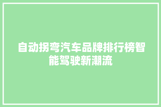 自动拐弯汽车品牌排行榜智能驾驶新潮流