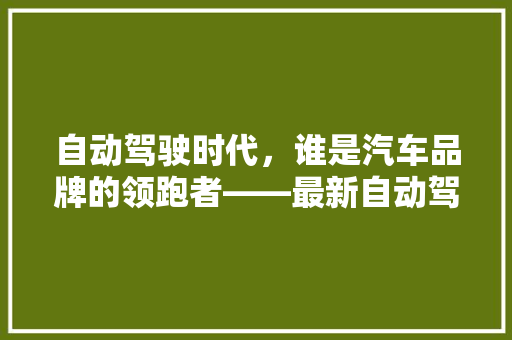 自动驾驶时代，谁是汽车品牌的领跑者——最新自动驾驶排行榜