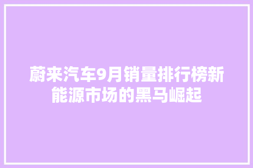 蔚来汽车9月销量排行榜新能源市场的黑马崛起