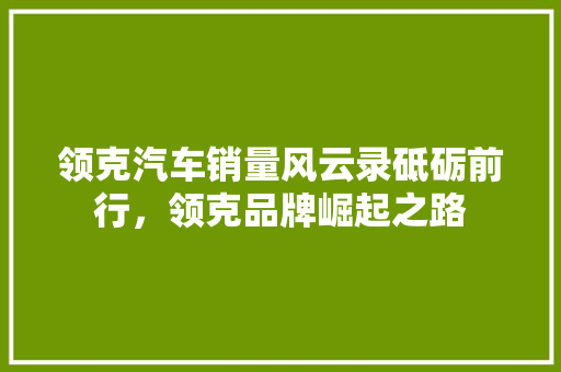 领克汽车销量风云录砥砺前行，领克品牌崛起之路