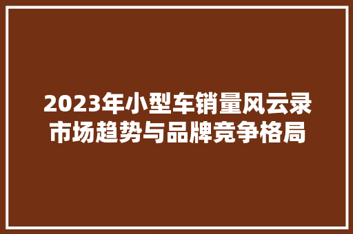 2023年小型车销量风云录市场趋势与品牌竞争格局