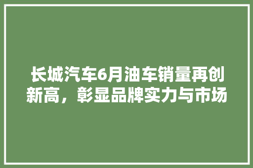 长城汽车6月油车销量再创新高，彰显品牌实力与市场竞争力