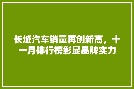 长城汽车销量再创新高，十一月排行榜彰显品牌实力  第1张
