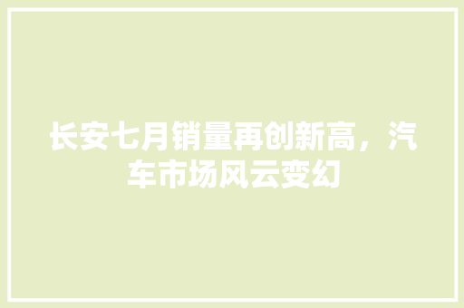 长安七月销量再创新高，汽车市场风云变幻  第1张