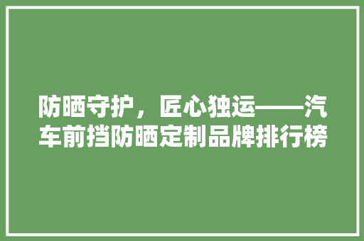 防晒守护，匠心独运——汽车前挡防晒定制品牌排行榜