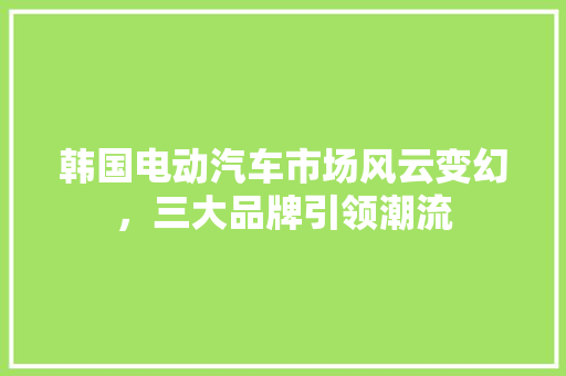 韩国电动汽车市场风云变幻，三大品牌引领潮流