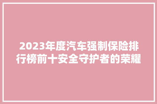 2023年度汽车强制保险排行榜前十安全守护者的荣耀榜  第1张