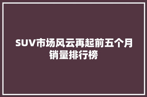 SUV市场风云再起前五个月销量排行榜  第1张